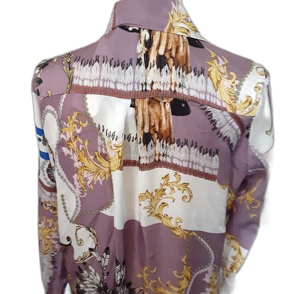 NWT NT by Amati Italy purple extraordinary fabric blouse duster M - Picture 4 of 4